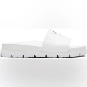 Prada Men silkscreen logo print slides sandals White leather New UK 9 Leather sandals Prada White size 43 EU in Leather - 49994302 main image 2